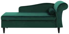 Chaise longue velluto verde smeraldo e legno scuro destra LUIRO Beliani