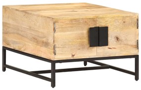 Tavolino Da Salotto 67x67x45 Cm İn Legno Massello Di Mango /