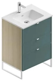 Mobile sottolavabo e lavabo Quadra per vasca centrale natura/mirto in mdf L 60 x H 93 x P 46 cm 3 cassetti