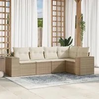 Set Divano da Giardino 5 pz con Cuscini Beige in Polyrattan 3254865