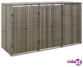 vidaXL Copribidone Triplo Grigio 207x80x117 cm in Polyrattan