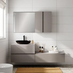 Mobile da bagno sospeso Step con top L 80.3 x H 30 x P 46 cm tortora taupe liscio, 1 cassetto , lavabo non incluso