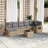 Set Divano da Giardino 8 pz con Cuscini Beige in Polyrattan 3220488