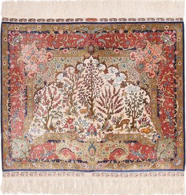 Hereke Tappeto orientale 120 x 110 Rosa (Tacchino) Annodato A Mano