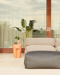 Kave Home - Pouf divano modulare 100% outdoor Square grigio scuro e alluminio nero 101 x 101 cm