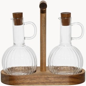 Set aceto e olio in vetro borosilicato con vassoio Mycenes