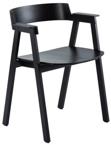 Sedia da pranzo nera in rovere massiccio con braccioli Flip – Gazzda