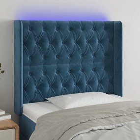 Testiera A Led Blu Scuro 93x16x118/128 Cm İn Velluto /
