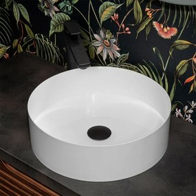 Lavabo da appoggio tondo 40 cm in acciaio inox bianco opaco Goya