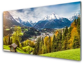 Quadro in vetro Paesaggio delle Alpi 100x50 cm