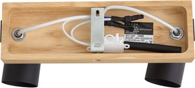 Plafoniera nera con legno 2 luci orientabile rettangolare - Jeana
