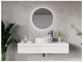 Specchio per bagno luminoso tondo antiappannamento con contorno Dorato D60 cm - PEONIA