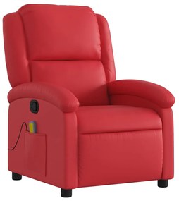 Poltrona massaggiante reclinabile rossa in similpelle