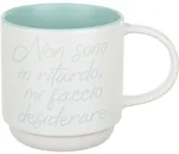Tazza bianca 550 ml porcellana scritta Non sono in ritardo