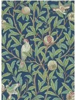 Morris & Co Carta da parati Bird & Pomegranate - Blue/ Sage