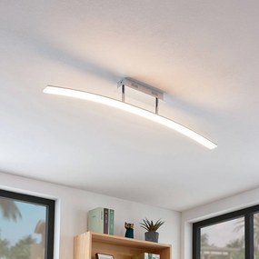 Lucande Plafoniera LED Lorian, 99 cm, colore cromo, metallo