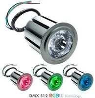 Faretto LED SPOT 12W RGB RGBW DMX512 lampada spot sincronizzabile 24V cromoterapia luce colorata 50mm 5 fili RGB+3000K