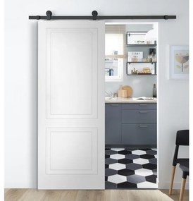 Porta scorrevole Clew in mdf bianco, L 92.5 x H 211.5 cm, con binario Industrial Reversibile