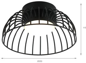 Plafoniera a soffitto BETSY LED/12W/230V Ø 25 cm nera