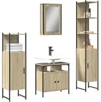 Set Mobili da Bagno 4 pz Rovere Sonoma in Legno Multistrato 3214826