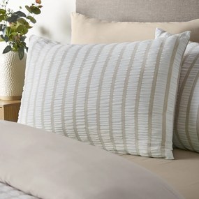 Set copripiumino e federa beige per letto matrimoniale 3 pezzi 200x200 cm So Soft Seersucker Stripe – Catherine Lansfield