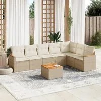 Set Divano da Giardino 8 pz con Cuscini Beige in Polyrattan 3258439