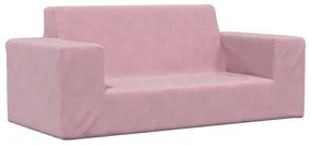Divano Per Bambini 2 Posti Rosa İn Morbido Peluche /