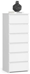 Cassettiera Moderna 40x35x109 Cm 6 Cassetti Bianco Opaco Artika