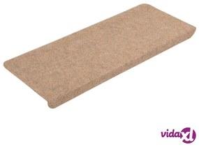 vidaXL Tappetini Autoadesivi per Scale 15 pz 65x24,5x3,5 cm Beige
