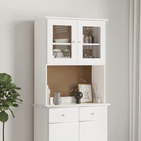 Piano Comò Alta Bianco 77x30x92 Cm İn Legno Massello Di Pino /