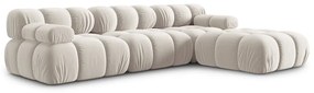 Divano angolare componibile beige (con composizione variabile) con rivestimento in velluto Bellis – Micadoni