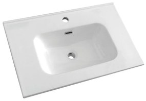 Lavabo integrale rettangolare vasca centrale L 76 x H 17.5 x P 47 cm in ceramica bianco