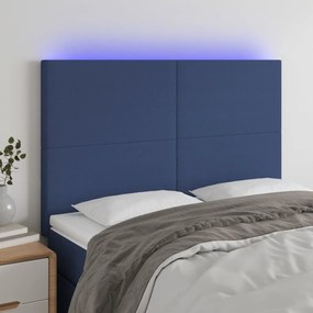 Testiera A Led Blu 144x5x118/128 Cm İn Tessuto /