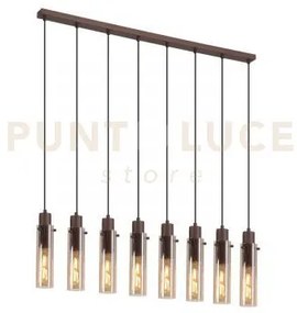 Sweden ii 8lt bar pendant - metallo moka e vetro ambrato