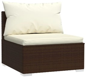 Set divani da giardino 13 pz con cuscini in polyrattan marrone