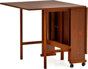Tavolo richiudibile legno formica con ruote 140x90 cm GIORGIA Noce