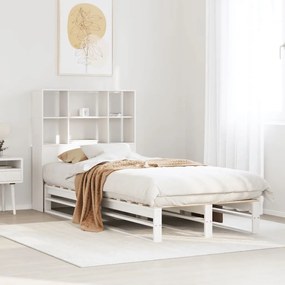 Letto libreria senza materasso bianco 90x200 cm legno massello