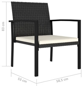 Sedie da pranzo per giardino 4 pz in polyrattan nero