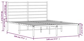 Giroletto con Testiera Metallo Bianco 140x190 cm