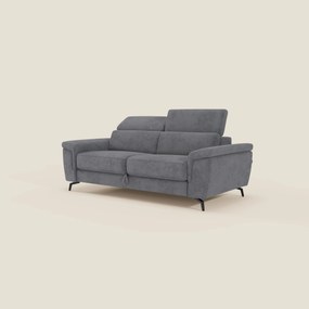 Estro Divano 3 posti con pouf estraibile - poggiatesta reclinabili in tessuto impermeabile T14 grigio