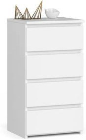 Cassettiera Moderna 40x35x74 Cm 4 Cassetti Bianco Opaco Artika