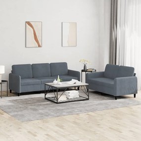 Set Di Divani 2 Pz Grigio Scuro İn Velluto /