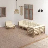 Set Divani da Giardino 6 pz con Cuscini Legno Massello di Pino 3076637