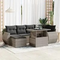 Set Divani da Giardino 7 pz con Cuscini Grigio in Polyrattan 3326671