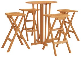 Set da Bar Pieghevole 5 pz in Legno Massello di Teak