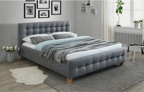 Letto Barcelona imbottito in grigio - 160x200 cm