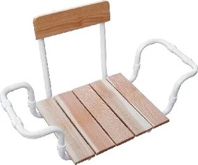 Sedile per vasca regolabile larice con schienale telaio bianco