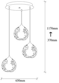 Lampadario su filo FELLINI 3xE27/100W/230V
