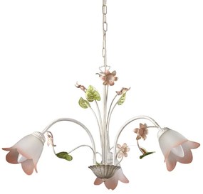 Lampadario Country charm Lampadario BOTTON D'ORO 3 - E14 bianco paralume bianco 3x E14 Ø60cm