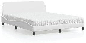 Letto Con Materasso Bianco 160x200 Cm İn Similpelle /